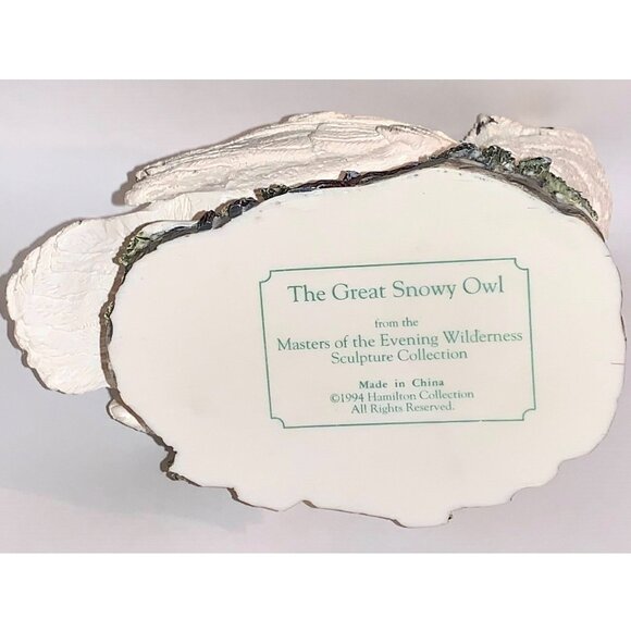 Vintage Great Snowy Owl Sculpture Hamilton Collection Figurine (1994) - Picture 5 of 5